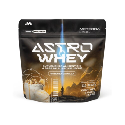 METEORA LABS | Astro Whey | Proteína de Suero de leche| 21g por Porción | Aminoácidos Esenciales | Enzimas Digestivas | 5 Sabores | 58 Porciones | Apoyo a Entrenamientos y Bienestar (Vainilla)