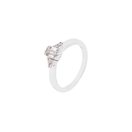 Anillo Diamantes 20 Puntos Oro Blanco 14 Kilates.