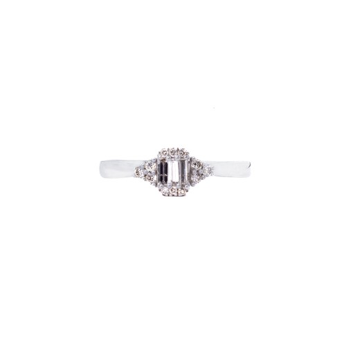 Anillo Diamantes 20 Puntos Oro Blanco 14 Kilates.