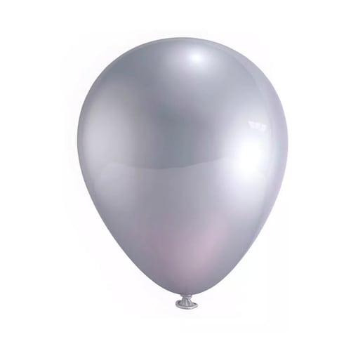 Globos Payaso 9", Plata Metálico, calidad Helio, 50 pzas.