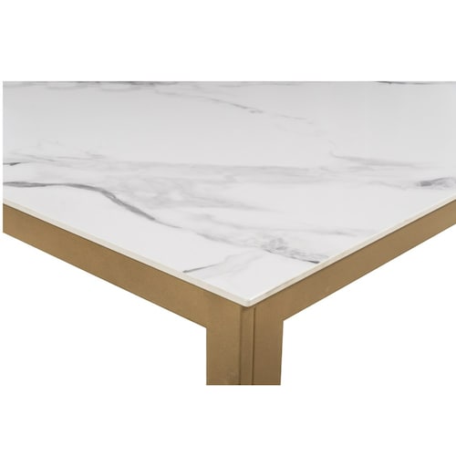 Comedor Soria Golden 6 Sillas Tubular Cubierta Porcelanato Mármol