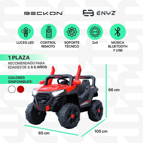 Montable eléctrico con control remoto con luces pro series BCX5 Rojo Beckon Eniz