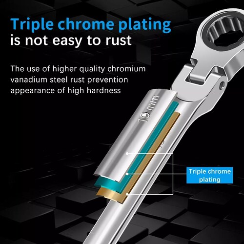 Kit 12pzs Llave Inglesa Combinada Tipo Matraca Ajustable