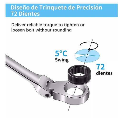 Kit 12pzs Llave Inglesa Combinada Tipo Matraca Ajustable