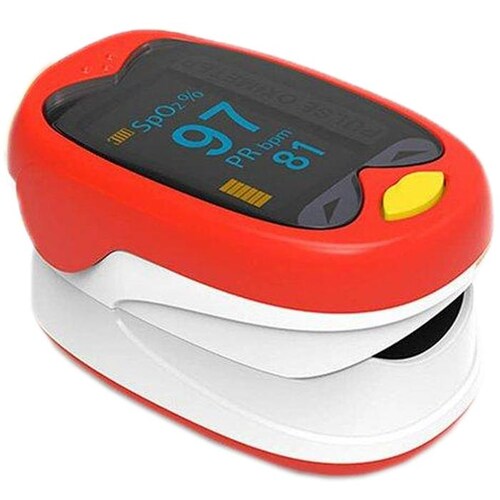 Oxímetro para bebes MXOXK-001-25 1Pza Rojo Rango de Medición 70porciento -99porciento Spo2 30 240BPM mas menos 2BPM o mas menos 2porciento PR, OxiKid