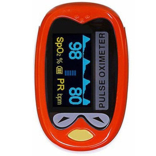 Oxímetro para bebes MXOXK-001-25 1Pza Rojo Rango de Medición 70porciento -99porciento Spo2 30 240BPM mas menos 2BPM o mas menos 2porciento PR, OxiKid