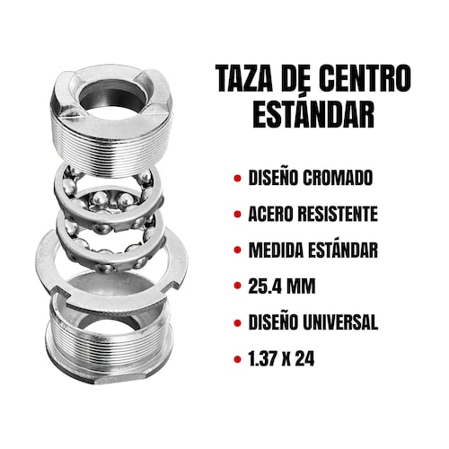 Juego Taza De Centro Estándar Para Bicicleta 1.37x24 Cromada