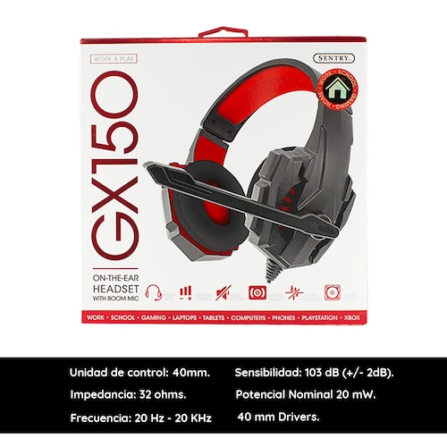 Audífonos Diadema Con Micrófono Alámbrico Gamer Sentry Gaming Gx150 Rojo