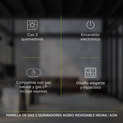 Parrilla A Gas 3 Quemadores Acero Inoxidable Avera AI3N