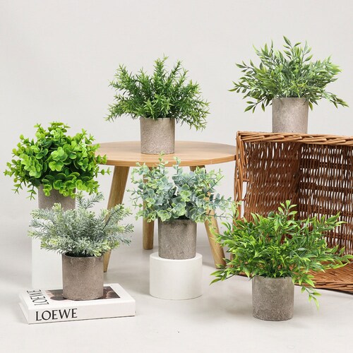 Juego de 3 Macetas Decorativas de Plantas Artificiales - Diseño Moderno y Calidad Premium para Interior y Exterior ModB
