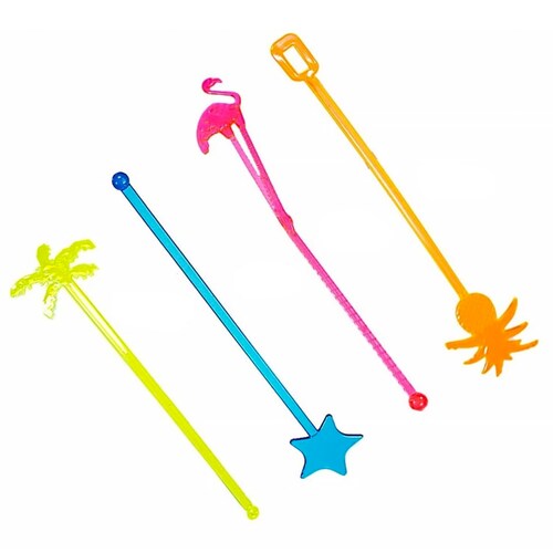 Agitador De Plastico de colores Neon Para Bebidas 48pz 