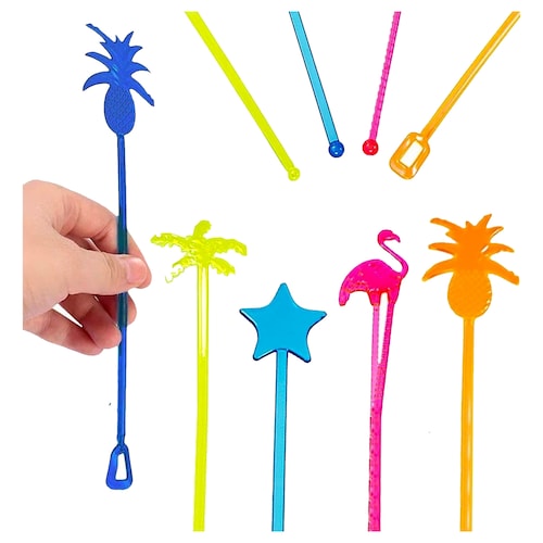 Agitador De Plastico de colores Neon Para Bebidas 48pz 