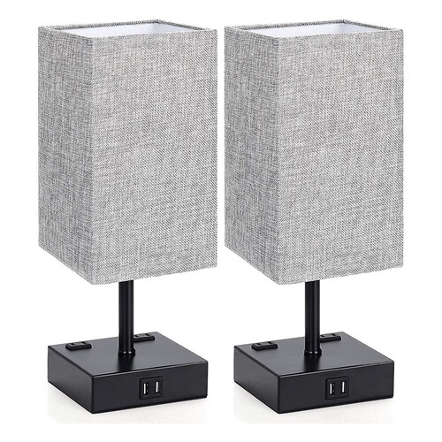 Lampara de Mesa Tactil con Salidas USB y CA, Paquete de 2 Piezas