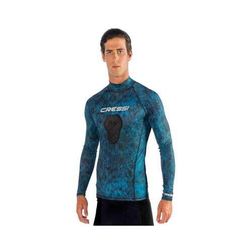 Playera Lycra CRESSI Rash Guard Hunter Manga Larga Azul Buceo