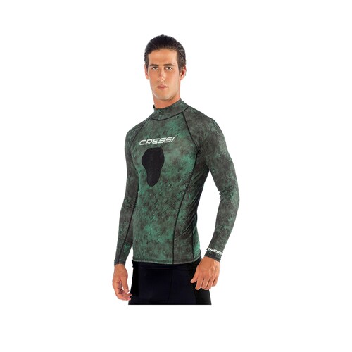 Playera Lycra CRESSI Rash Guard Hunter Manga Larga Verde Buceo