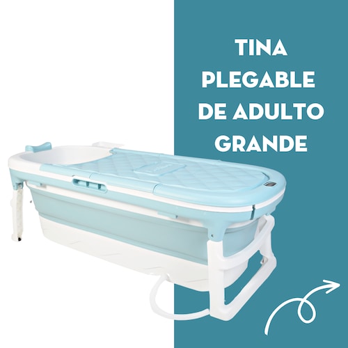 Tina Plegable Para Adulto Mima2 Con Tapa y Termómetro Azul