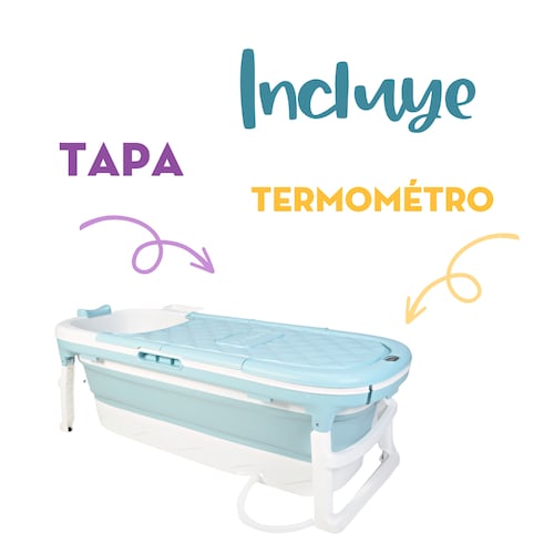 Tina Plegable Para Adulto Mima2 Con Tapa y Termómetro Azul