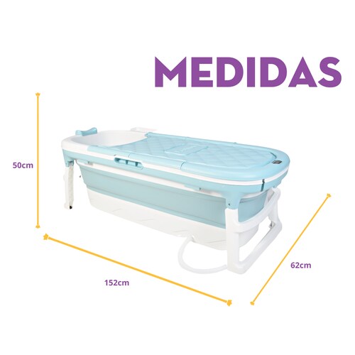 Tina Plegable Para Adulto Mima2 Con Tapa y Termómetro Azul
