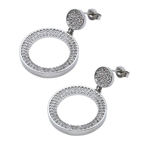 Aretes en rodio aros pendientes.