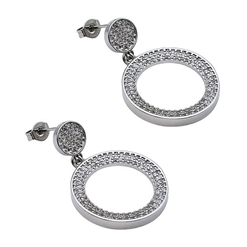 Aretes en rodio aros pendientes.