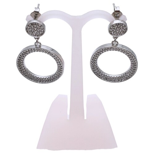 Aretes en rodio aros pendientes.