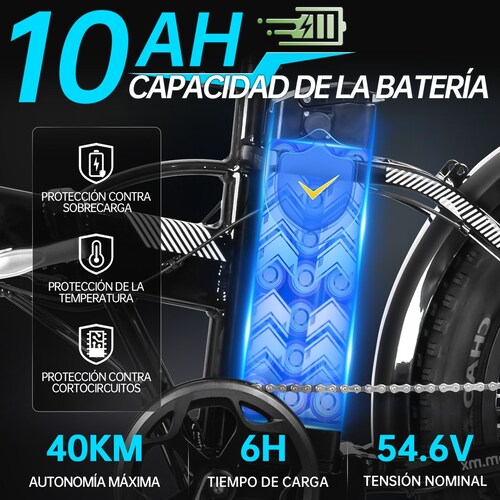  Bicicleta Eléctrica Plegable Honey Whale F6 PRO Negro.