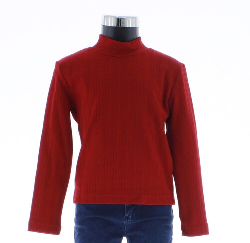 Blusa Niña Color Rojo Lisa Cuello Alto 3520 2 A 16 Años.