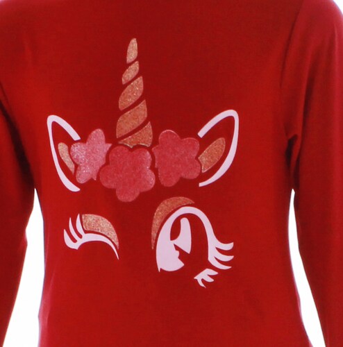 Playera Para Niña Color Rojo Blusa Unicornio 3525 1-16 Años.