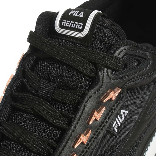 Tenis Fila Renno Pierced Negro Dorado de Dama Original.