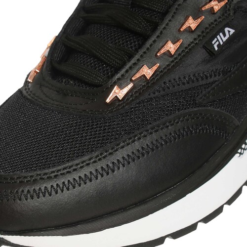 Tenis Fila Renno Pierced Negro Dorado de Dama Original.