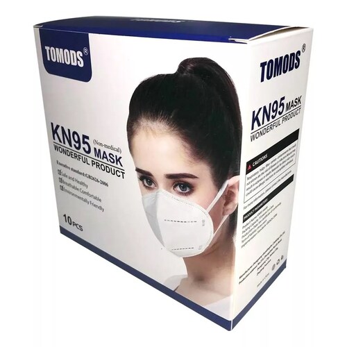 12 Cubrebocas Kn95 Tomods Certificado Con 4 Capas De Protección Para Adulto. Mascarilla Fabricada En Polipropileno, Algodón Y Elástico, Desechables.