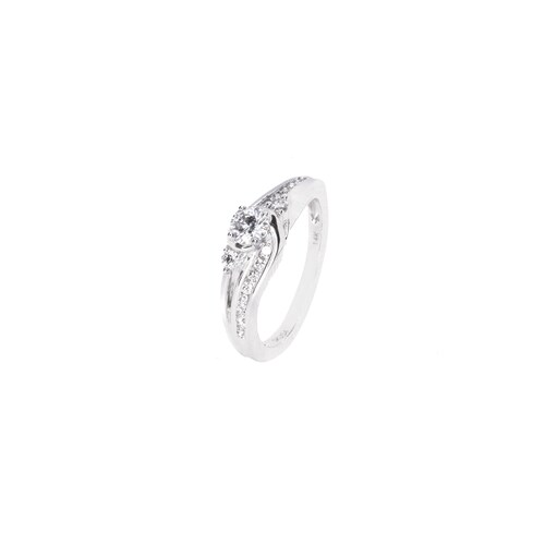 Anillo con Diamantes 50 Puntos Oro Blanco 14 Kilates.