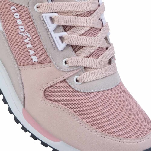 Tenis urbano retro Goodyear Racing color rosa para mujer, mod. 998312