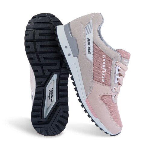 Tenis urbano retro Goodyear Racing color rosa para mujer, mod. 998312