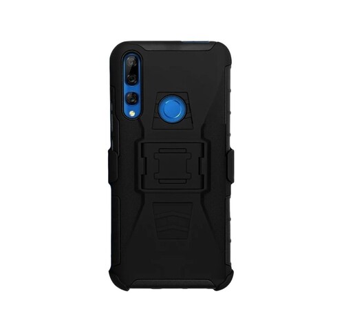 Funda Protector Uso Rudo con Clip más Mica de Cristal Gratis para Huawei Nova 4 Color Negro.