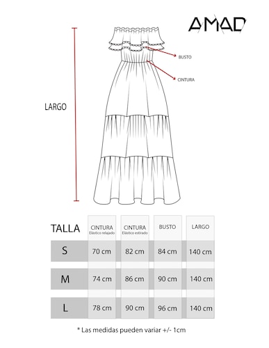 Vestido maxi de hombros descubiertos con olán 
