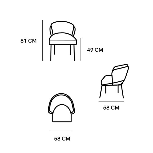 Silla Magdalena | Asiento & Respaldo Exterior 100% Piel y Respaldo Interior Textil con Base Metálica Negra