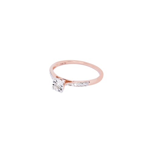 Anillo con Diamantes 3 Puntos Oro Rosa 14 Kilates.