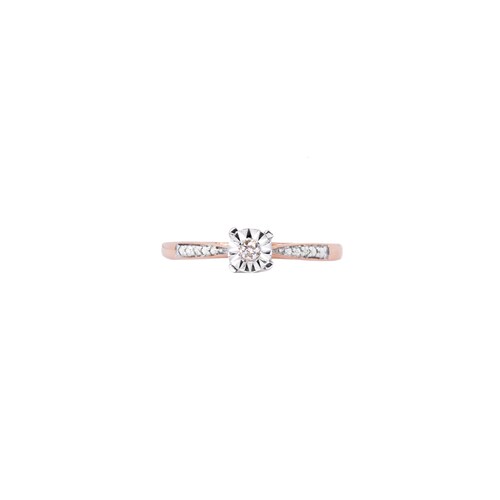 Anillo con Diamantes 3 Puntos Oro Rosa 14 Kilates.