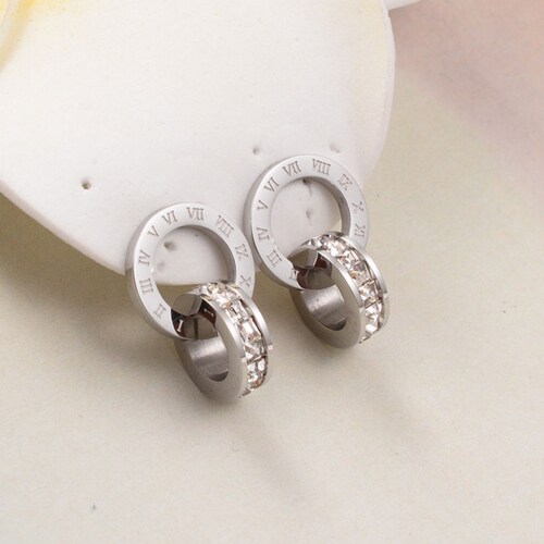 Arete Redondo Plateado Acero Inoxidable Moda Mujer