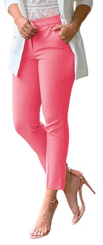 Pantalón ajustado de vestir casual elegante mujer dama xally 112 liso, bolsas