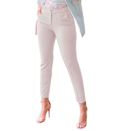 Pantalón ajustado de vestir casual elegante mujer dama xally 112 liso, bolsas
