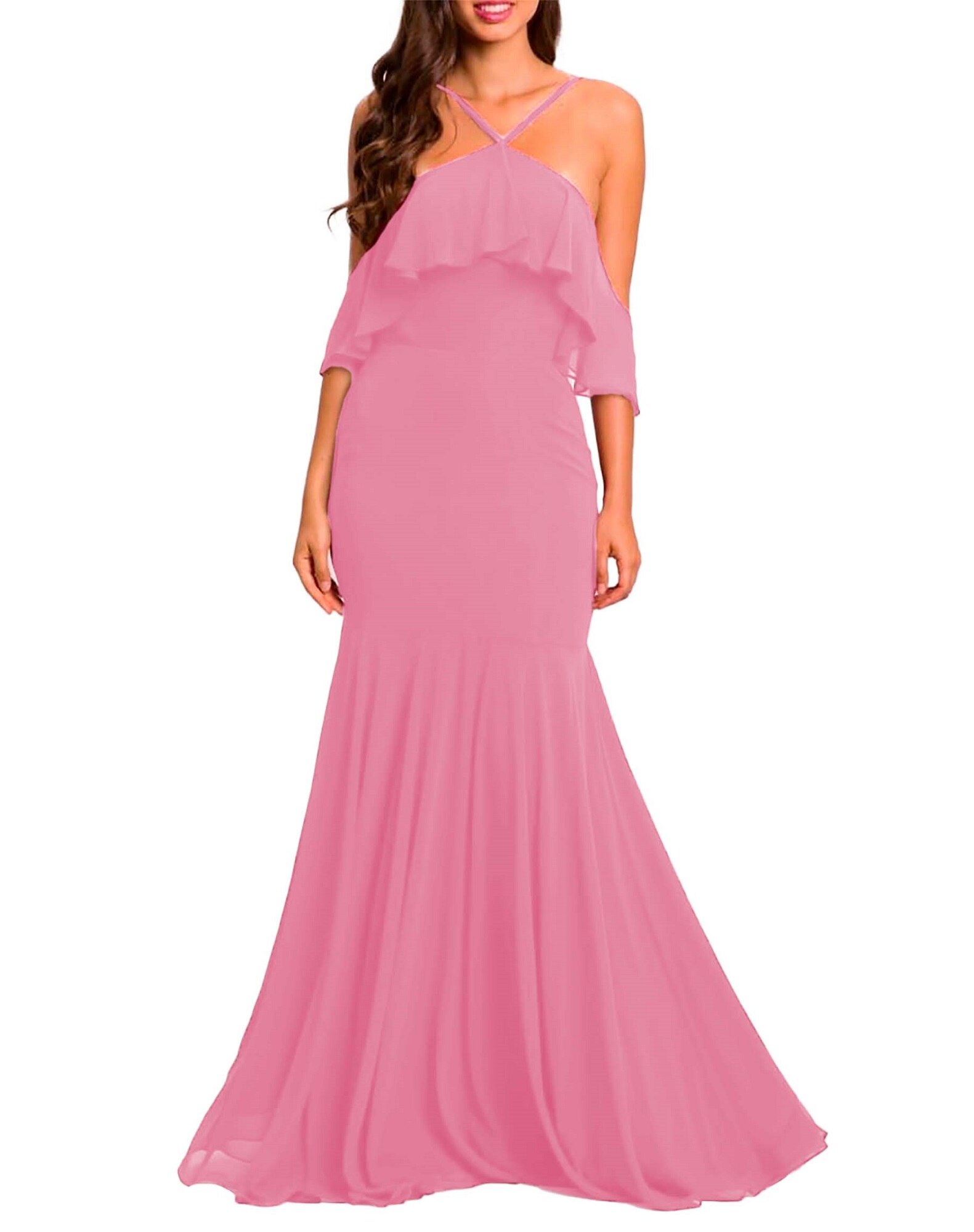 Maxi vestido slip de fiesta ajustado elegante noche largo dama