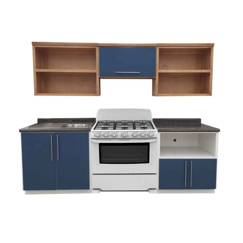 COCINA GRECIA (MODULAR) AZUL 2.40m - MOBELO ENTREGA UNICAMENTE CDMX, QUERÉTARO, PACHUCA, TOLUCA Y SUS ÁREAS METROPOLITANAS