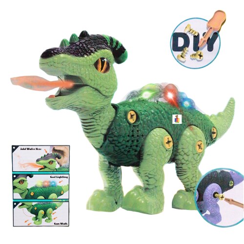 Dinosaurio Armable Con Luz Sonido Movimiento Lanza Humo Diy