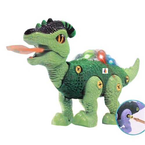 Dinosaurio Armable Con Luz Sonido Movimiento Lanza Humo Diy