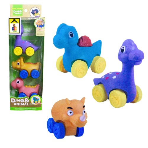 Colección Carritos Dinosaurio Animales Juguete Soft Rumbber.