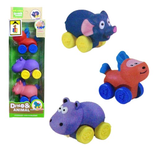 Colección Carritos Dinosaurio Animales Juguete Soft Rumbber.