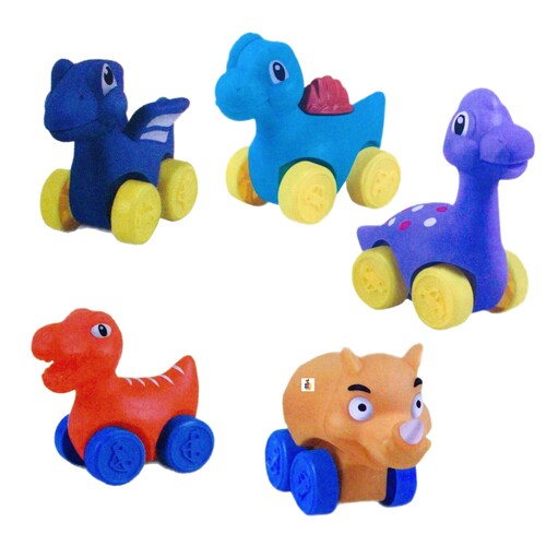Colección Carritos Dinosaurio Animales Juguete Soft Rumbber.