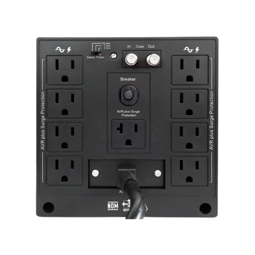 Regulador de Voltaje CDP R-AVR 2408 de 2400VA/1800W con 9 Contactos, Línea Blanca.